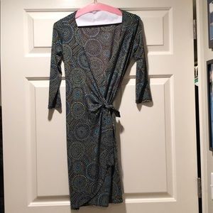 Brown, green, and blue wrap dress size 2P